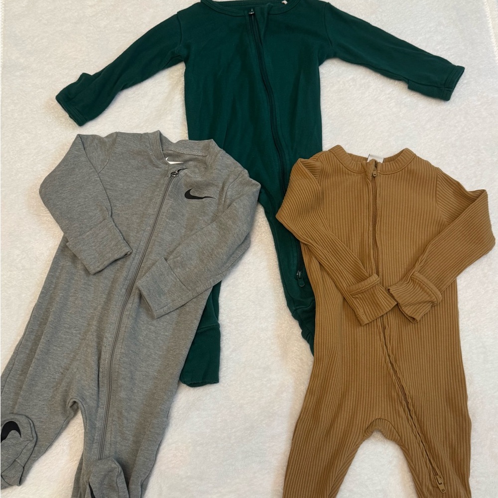 Nike Kids Footies - Forest Green, Heather Gray, and Camel